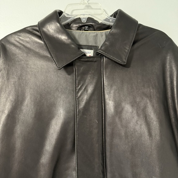 Rochester Mens Black Lambskin Leather Full Zip Jacket Size 2X Pockets Drawstring - Picture 4 of 16